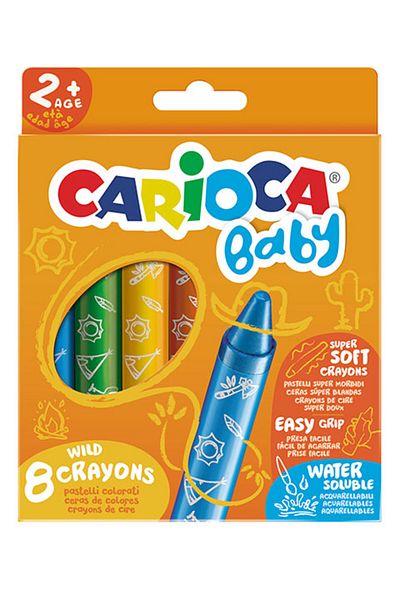 CARIOCA 2 Years+ Jumbo Baby Soft Pastel Crayons - Pack of 8