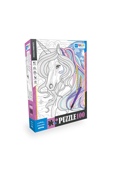Blue Focus 100 قطعة لغز التلوين - يونيكورن