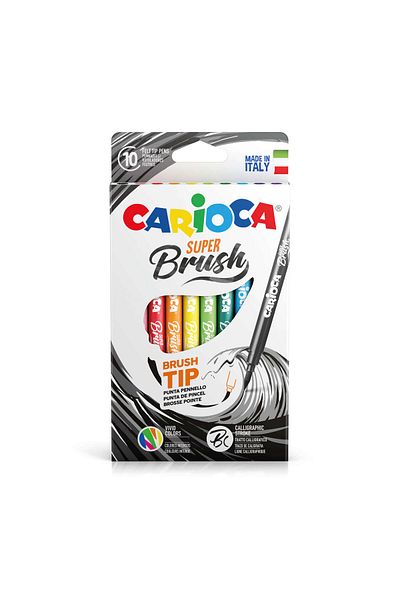 CARIOCA Set of 10 Super Brush Brush Tip Felted Paint Pens