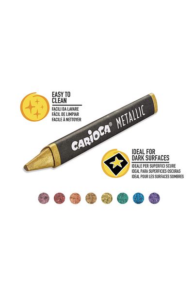 CARIOCA 8-Piece Metallic Jumbo Triangle Crayon Pen
