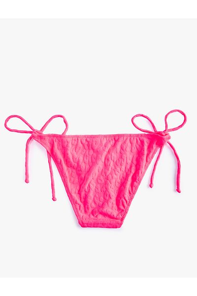 Koton Geblümte, strukturierte Bikinihose mit normaler Taille und Bindedetail