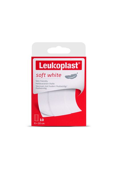 Leukoplast إسعافات أولية بيضاء ناعمة مقاس 6 × 10 سم 10 قطع
