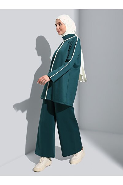 Refka Scuba Piping Detailed Double Tracksuit Set - Emerald Green - Refka