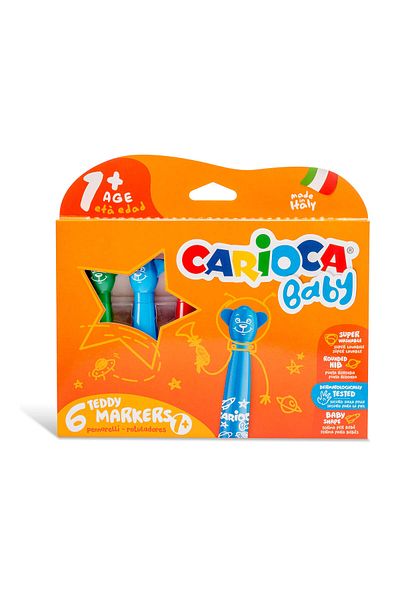 CARIOCA Creioane colorate Jumbo Baby Super Lavabile cu Vârf de Pâslă, Pachet de 6 (NOUȚI)