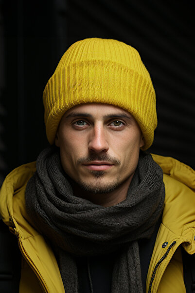 SadeRenk Unisex Sarı Bere