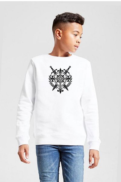 Tshirthane Hanorac 2ip pentru copii Monogatari Anime Epizoda Clan Symbol Alb