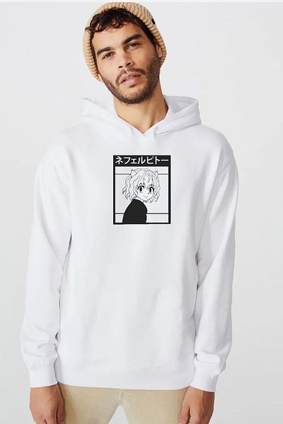 Tshirthane Φούτερ με κουκούλα Hunter X Hunter Anime Neferpitou White ανδρικό φούτερ με κουκούλα 3 καλωδίων
