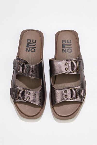 Bueno Shoes Kurşun Parlak Deri Kadın Düz Terlik 01wu3307