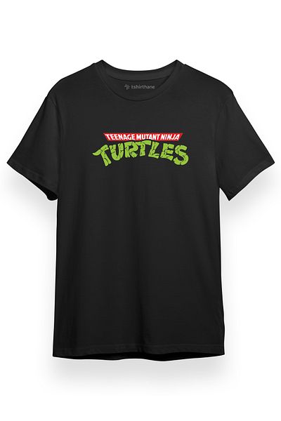 Tshirthane Ανδρικό μπλουζάκι Ninja Turtles Text Μαύρο κοντομάνικο