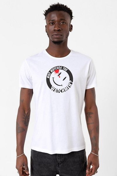 Tshirthane Watchmen Who Watches The Watchmen Λευκό ανδρικό μπλουζάκι ποδηλασίας