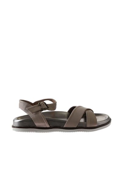 Bueno Shoes Gri Deri Kadın Sandalet 01wu5830