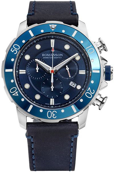 Romanson Al9A11Hmuwa42W Sapphire Glass Swiss Quartz Steel Case Chronometer Calendar Silver Men's Watch