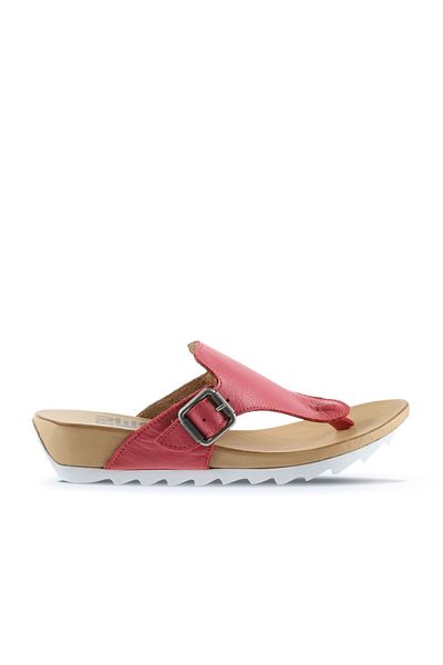 Bueno Shoes Φούξια Δερμάτινες Γυναικείες Παντόφλες - Σαγιονάρες, Μοντέλο 01we0604
