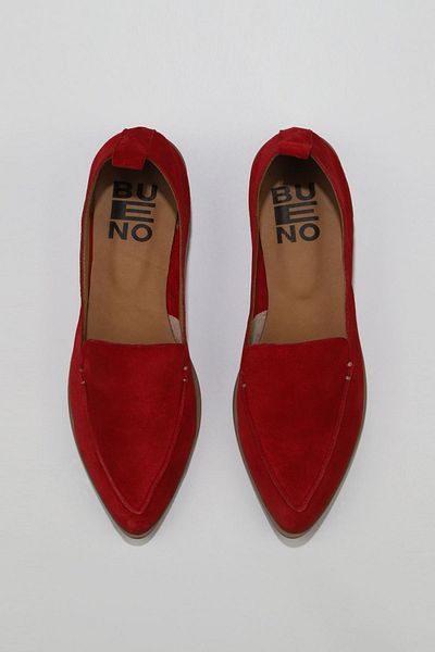 Bueno Shoes Red Suede Women's Heeled Ballerinas 01Wn0128