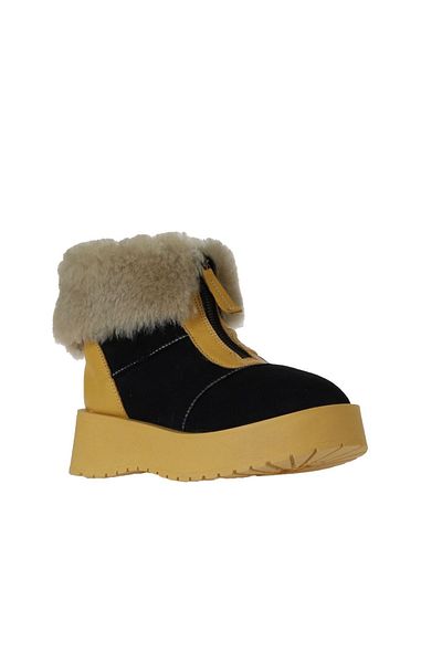 Bueno Shoes Μαύρες κίτρινες δερμάτινες-σουέντ γυναικείες μπότες - Wedge Heel 01wv1316