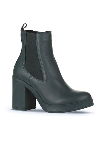 Bueno Shoes Πράσινες δερμάτινες γυναικείες μπότες με τακούνι - 01wz3202
