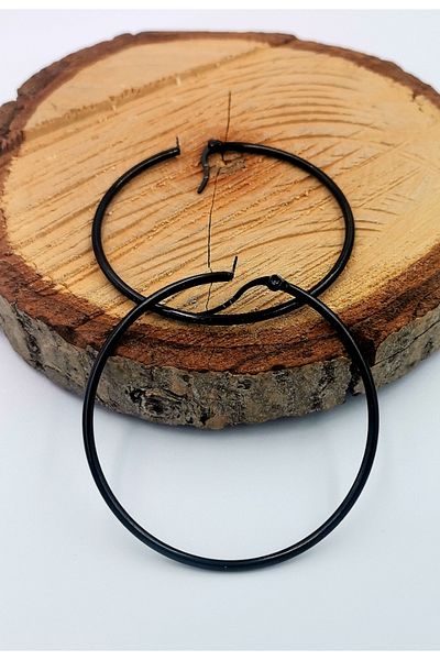 Monalisa Home 5 Cm Black Steel Hoop Earrings