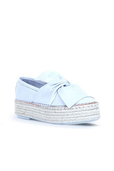 Bueno Shoes Espadrile de damă din piele albastră cu tocuri cu pană - 01wq3502