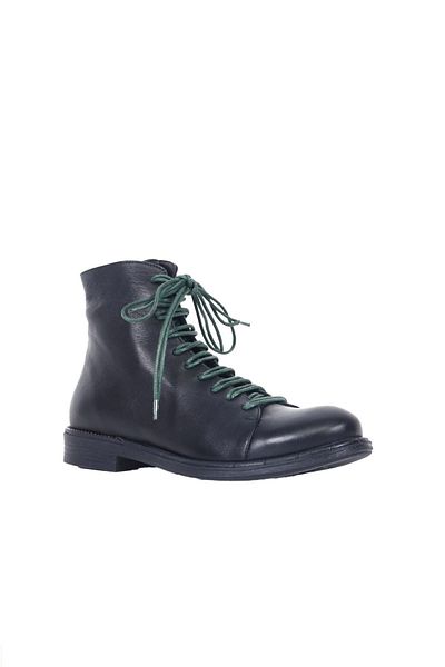 Bueno Shoes Πράσινες δερμάτινες γυναικείες μπότες - Flat Cut 01wr3701