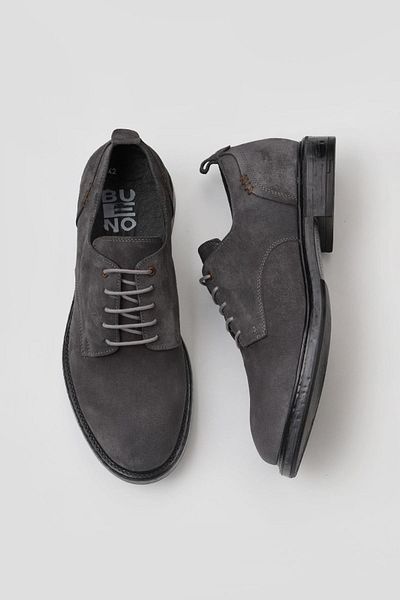 Bueno Shoes Ανδρικά φλατ παπούτσια γκρι σουέντ - 01mv9308