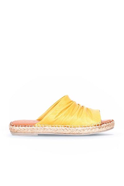 Bueno Shoes Papuci espadrile de damă din piele galbenă 01wl4617