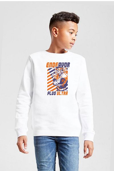 Tshirthane Φούτερ My Hero Academi Anime Endeavor Plus Ultra White Παιδικό 2ip