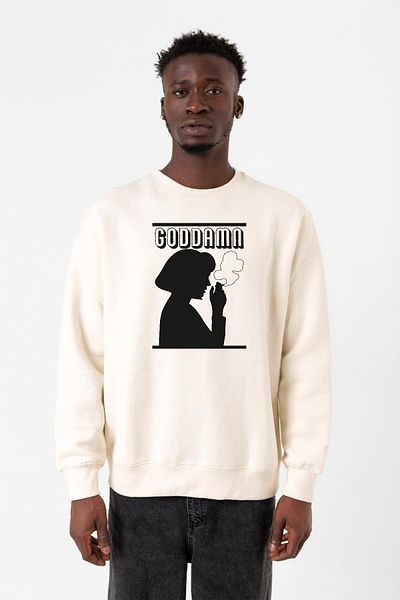 Tshirthane Ανδρικό φούτερ Pulp Fiction Goddamn Ecru 2ip