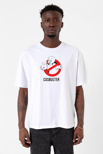 Tshirthane Casper The Friendly Ghost Casbuster Λευκό ανδρικό μπλουζάκι Oversize