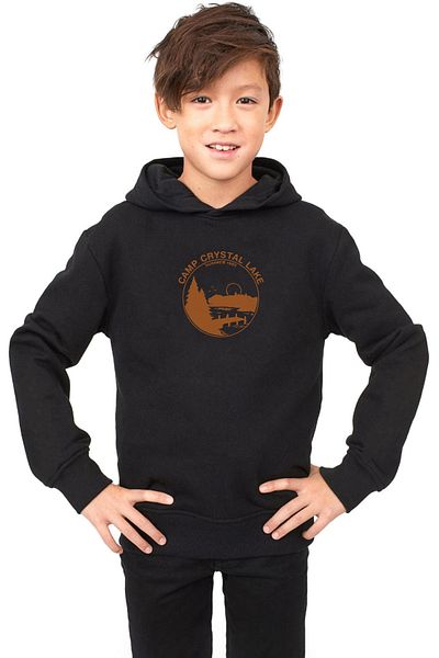 Tshirthane Детски къмпинг обувки с качулка Crystal Lake в черно от 1980 г., петък, 13-ти