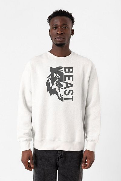 Tshirthane Мъжки суитшърт 2ip с половин лице от Mr Beast, бял