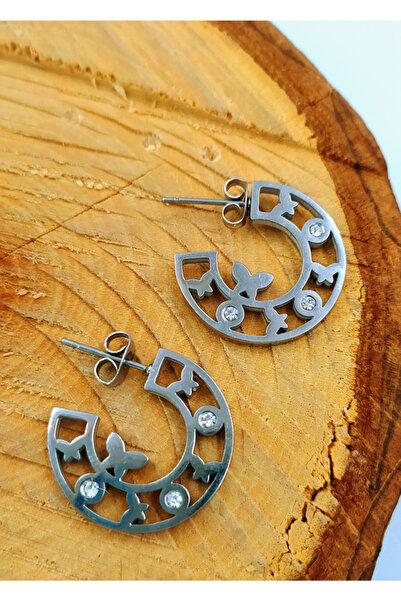 Monalisa Home Figured Silver Color Steel Earrings