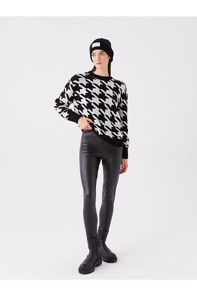 LC Waikiki Lcw Damen-Leggings in Lederoptik mit elastischem Bund