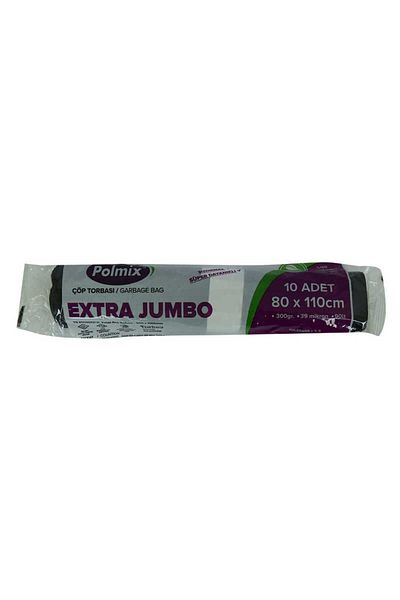 SKY TOPTAN Garbage Bag Extra Jumbo Size 80x110cm 300Gr 39Micron 90Lt Black Roll 10 Pieces