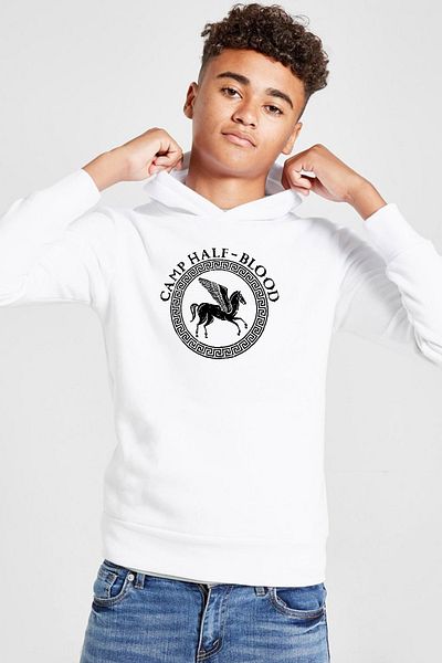 Tshirthane Детски суичър с качулка Percy Jackson Camp Half Blood White 3ip