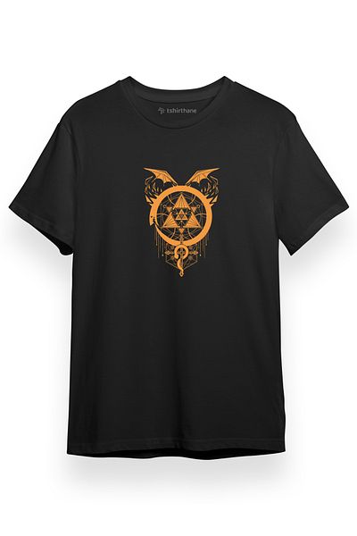 Tshirthane Fullmetal Alchemist Anime Gilded Snakes of Alchemy Μαύρο κοντομάνικο ανδρικό μπλουζάκι