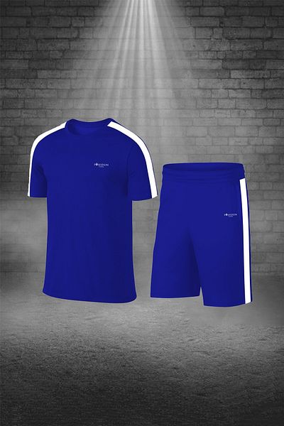 POSEIDON STORM Tricou pentru bărbați de mărime mare, albastru, din țesătură Dri-fit, cu buzunare confortabile, pentru mers și jogging, pantaloni scurți dublu