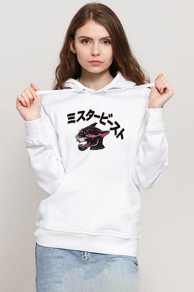 Tshirthane Mr Beast Kanji White Women's 3ip Hooded Sweatshirt