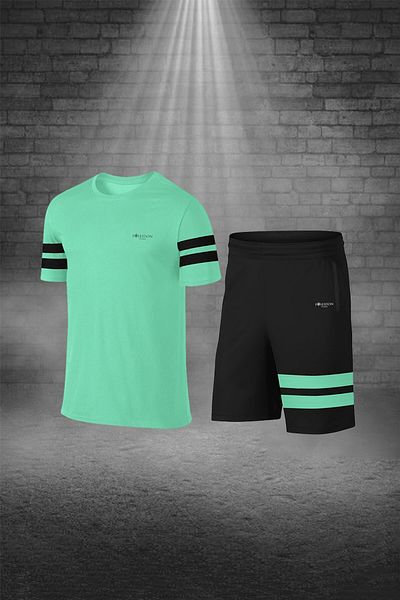 POSEIDON STORM تيشيرت رجالي - قماش Dri-fit باللون الأخضر المائي مع جيب ورقبة دائرية للجري والمشي
