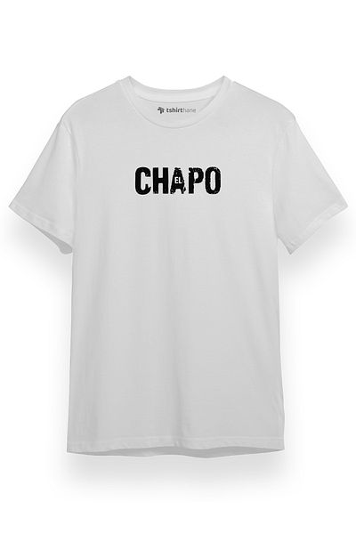 Tshirthane Λευκό κοντομάνικο ανδρικό μπλουζάκι με λογότυπο El Chapo