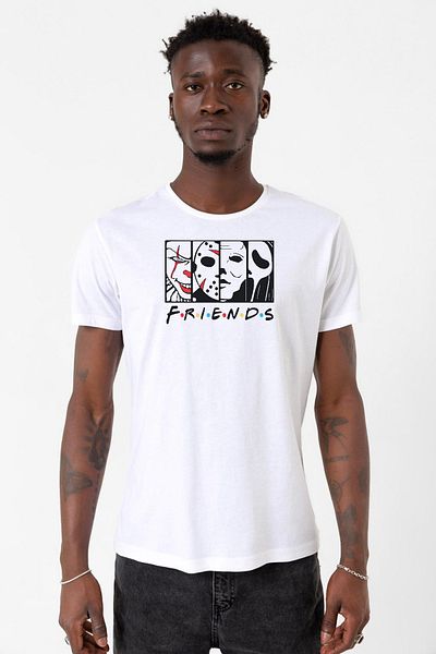 Tshirthane Ανδρικό μπλουζάκι Horror Character Friends White