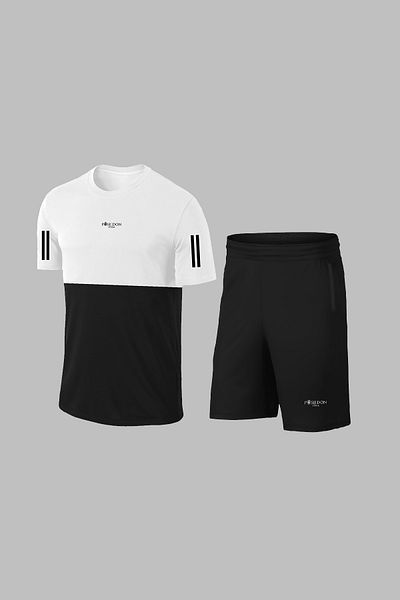 POSEIDON STORM Мъжки комплект с къс ръкав и тениска Dri-Fit, бял, с къс ръкав и горнище (4XL-10XL)