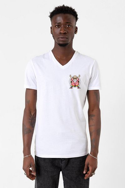 Tshirthane Dragon Ball Z Anime Roshi Kame Λευκό ανδρικό μπλουζάκι με λαιμόκοψη V
