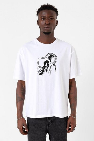 Tshirthane Steins Gate Okabe και Kurisu White ανδρικό μπλουζάκι μεγάλου μεγέθους