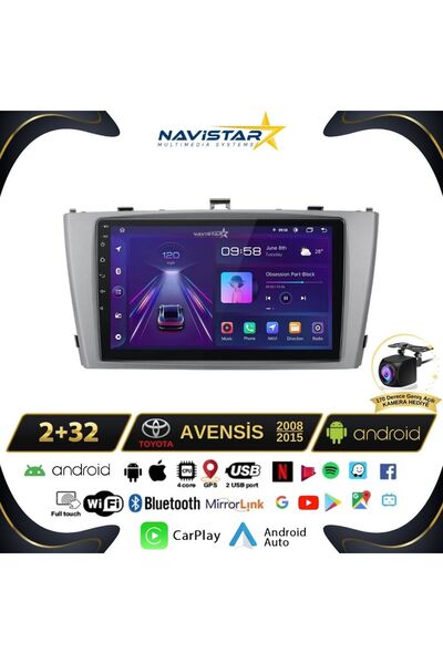 Navistar Toyota Avensis 2008-2015 Model 2 64gb Android 13 Kablosuz Carplay Na...