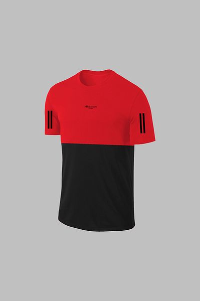 POSEIDON STORM Мъжки комплект с къс ръкав, непечатан, червен Dri-Fit, размер Over Size (4XL-10XL)