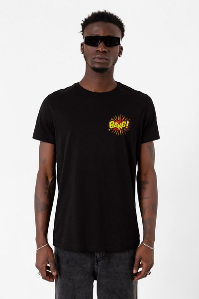 Tshirthane Μαύρο ανδρικό μπλουζάκι Big Bang Theory Bang Logo