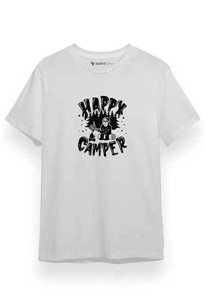 Tshirthane Happy Camper Jason Voorhees Halloween Λευκό κοντομάνικο ανδρικό μπλουζάκι