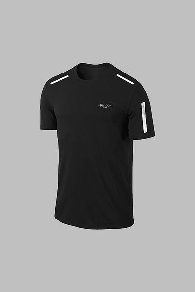 POSEIDON STORM Over Size Men's Black Dri-Fit Fabric Pocket Comfortable Athlete's T-Shirt Shorts for Hiking and Running Bottoming Top Bilateral