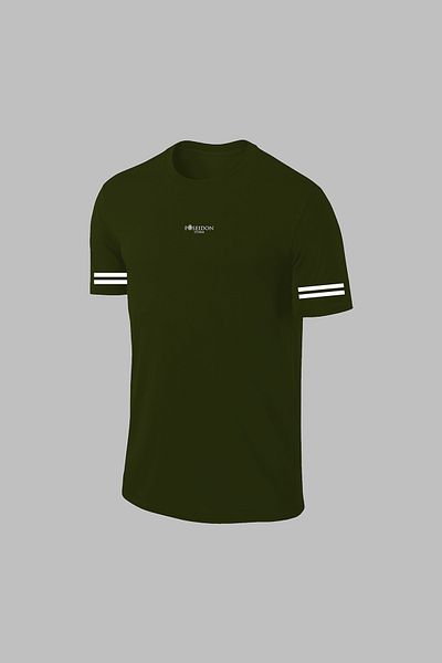 POSEIDON STORM Ανδρικό αθλητικό κοστούμι Khaki Dri-Fit - Over Size, Στρογγυλή λαιμόκοψη, κοντομάνικο μπλουζάκι και σορτς