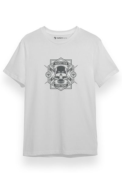 Tshirthane Respect Few Fear None Λευκό κοντομάνικο ανδρικό μπλουζάκι